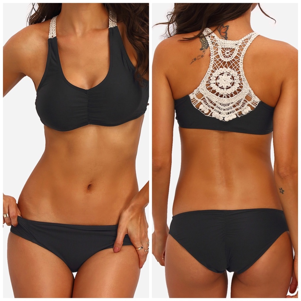 Crochet Black Bikini Set - Picture 1 of 4